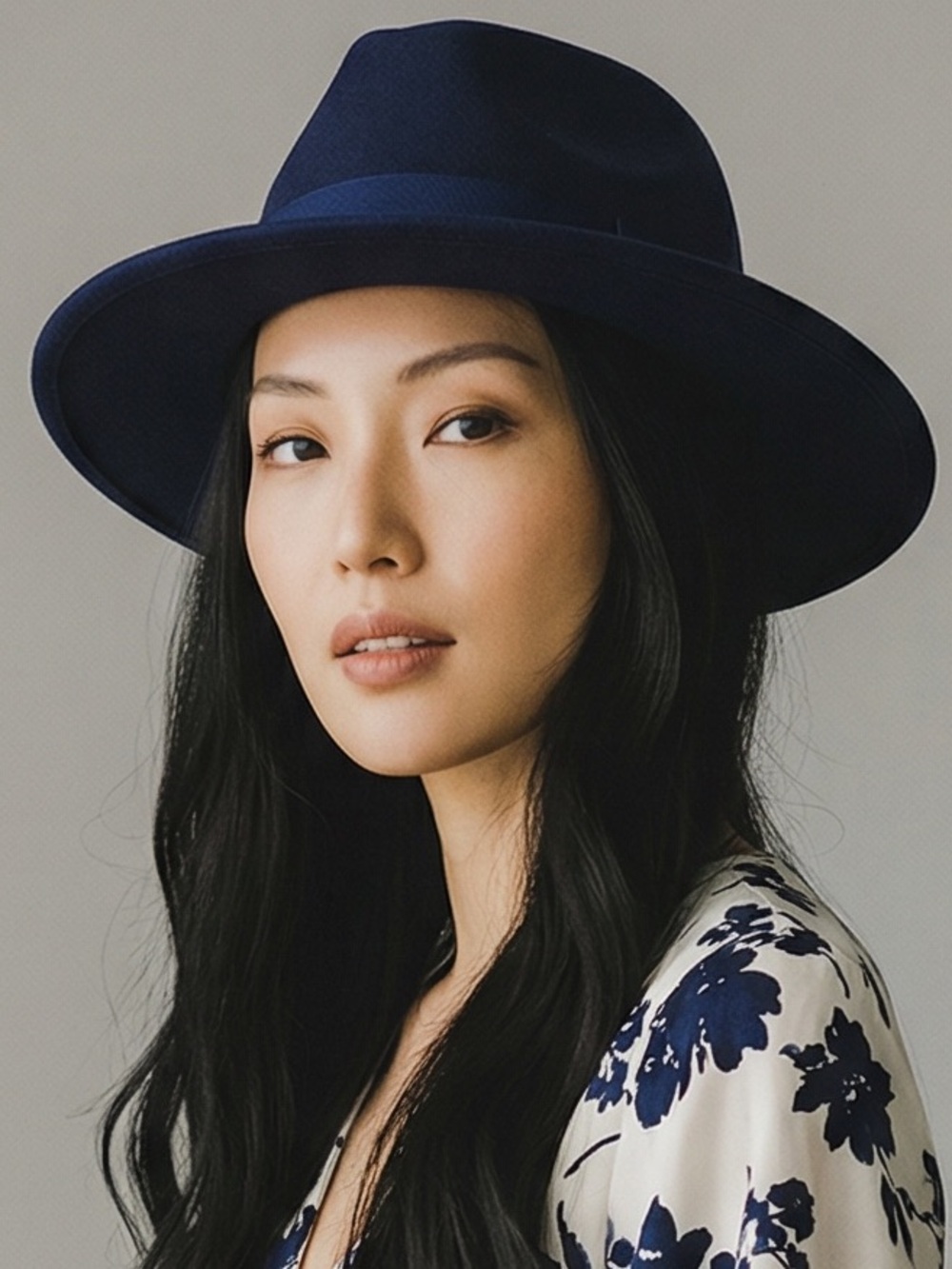 NEW Peter Grimm Collection Navy Wool Felt Fedora Hat Western Boho Ranch Style